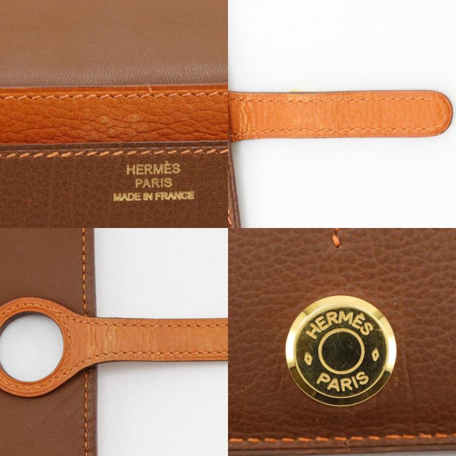 HERMES（エルメス） ドゴンGM バイカラー □K 長財布 トゴ 茶 ユニ