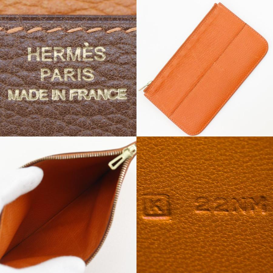HERMES（エルメス） ドゴンGM バイカラー □K 長財布 トゴ 茶 ユニ