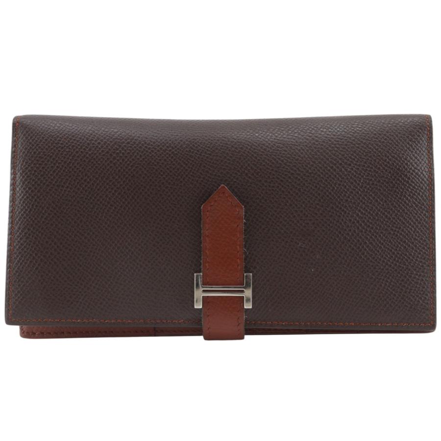 エルメス HERMES ベアンスフレ ヴォーエプソン □I刻印 ダークブラウン HERMES（エルメス） ベアンスフレ バイカラー □M 長財布 ヴォー