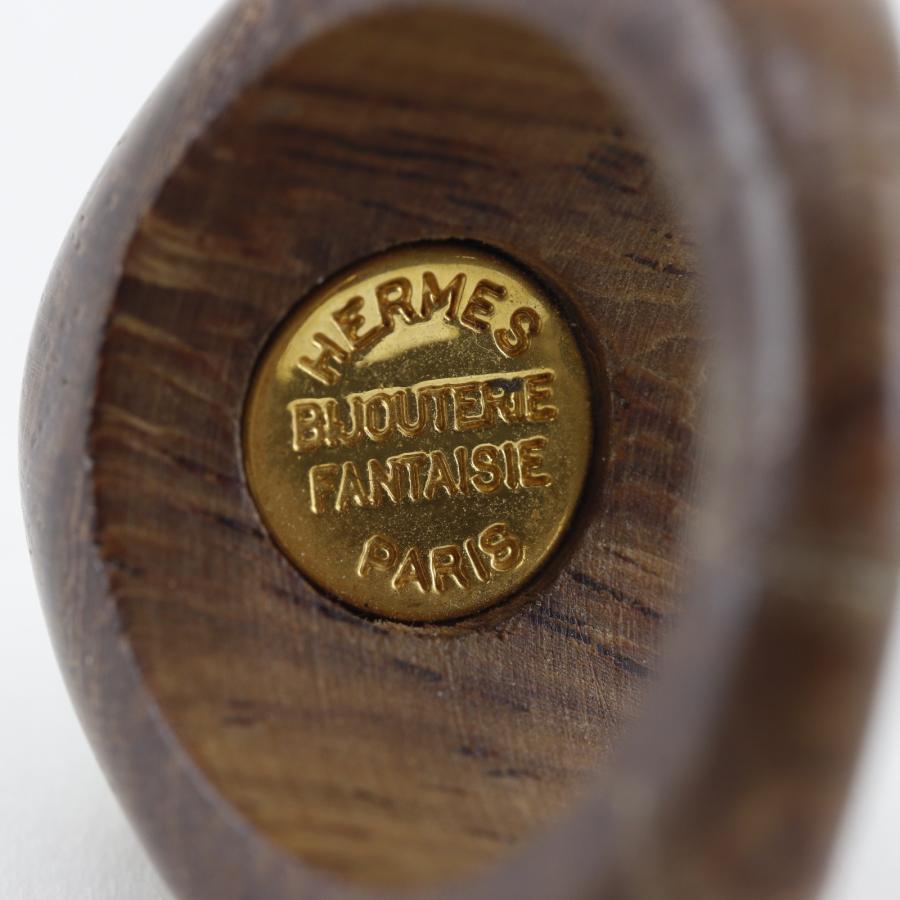 HERMES（エルメス） セリエ リング・指輪 ウッド×金メッキ 13号 茶 約
