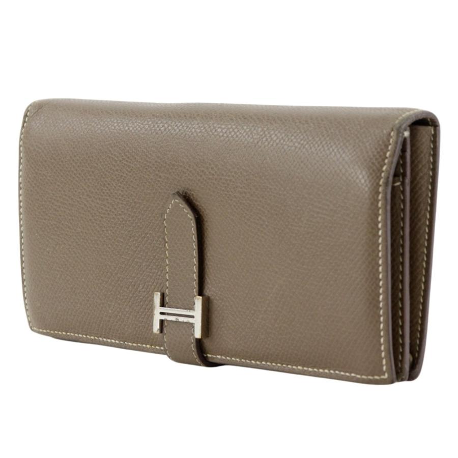 Hermès ❤️ ベアン 長財布 エトゥープ シルバー金具 ヴォーエプソン　中古 HERMES（エルメス） ベアンスフレ □O 長財布 ヴォーエプソン