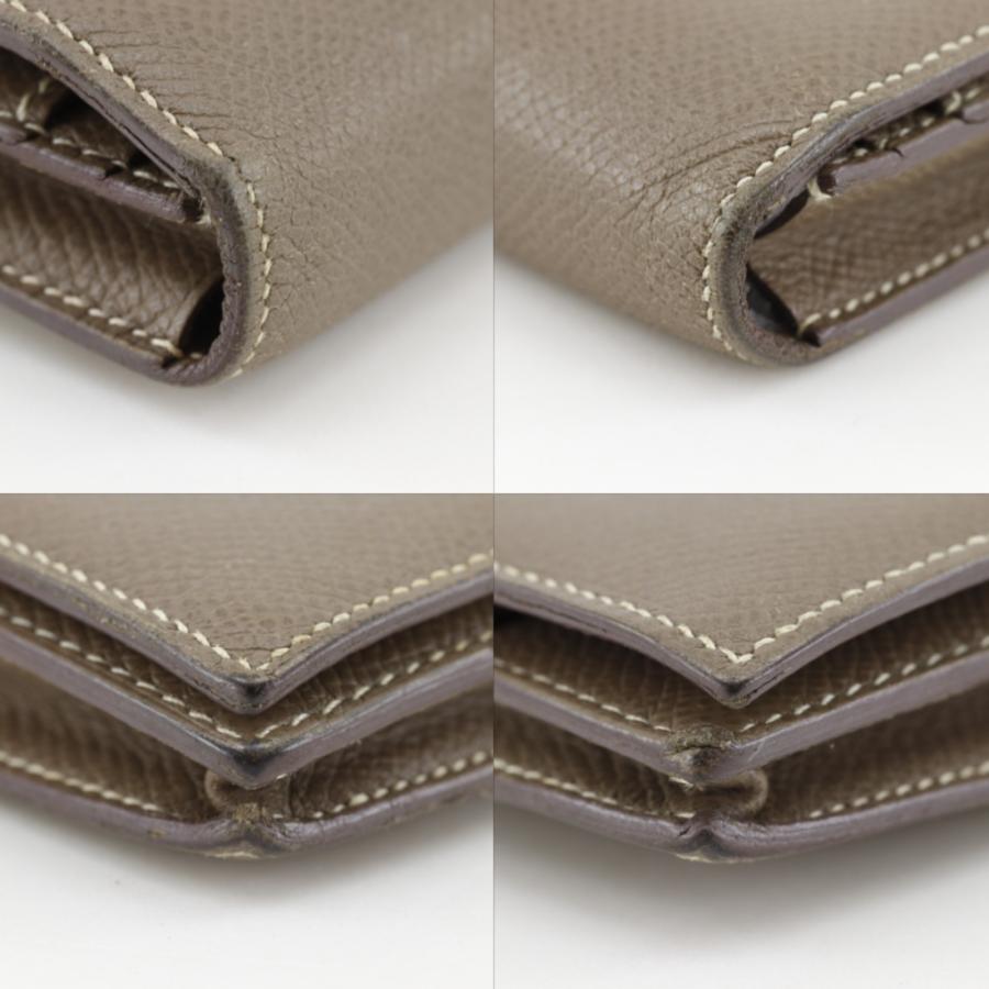 Hermès ❤️ ベアン 長財布 エトゥープ シルバー金具 ヴォーエプソン　中古 エルメス ベアンスフレ エトゥープ ヴォーエプソン シルバー金具