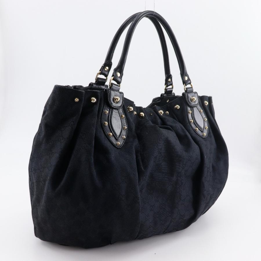 GUCCI（グッチ） スタッズ 203626 トートバッグ GGキャンバス 黒