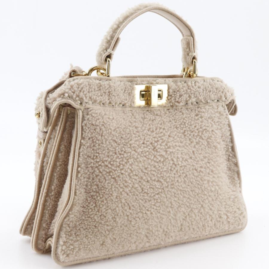 FENDI フェンディ ピーカブー 2WAYショルダー ハンドバッグ ムートン ピンクベージュ レディース【I131826150】中古_2