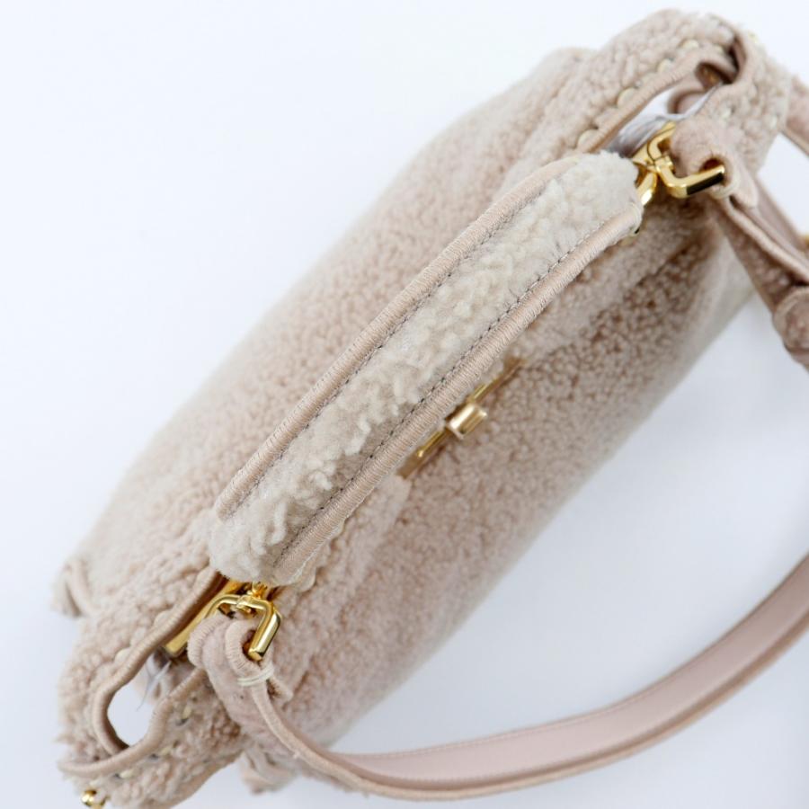 FENDI フェンディ ピーカブー 2WAYショルダー ハンドバッグ ムートン ピンクベージュ レディース【I131826150】中古_4