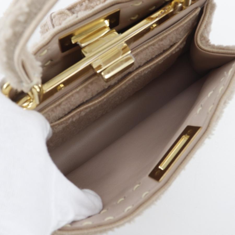 FENDI フェンディ ピーカブー 2WAYショルダー ハンドバッグ ムートン ピンクベージュ レディース【I131826150】中古_5
