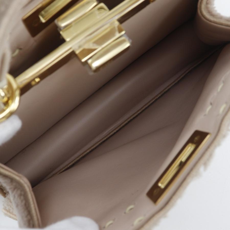 FENDI フェンディ ピーカブー 2WAYショルダー ハンドバッグ ムートン ピンクベージュ レディース【I131826150】中古_6