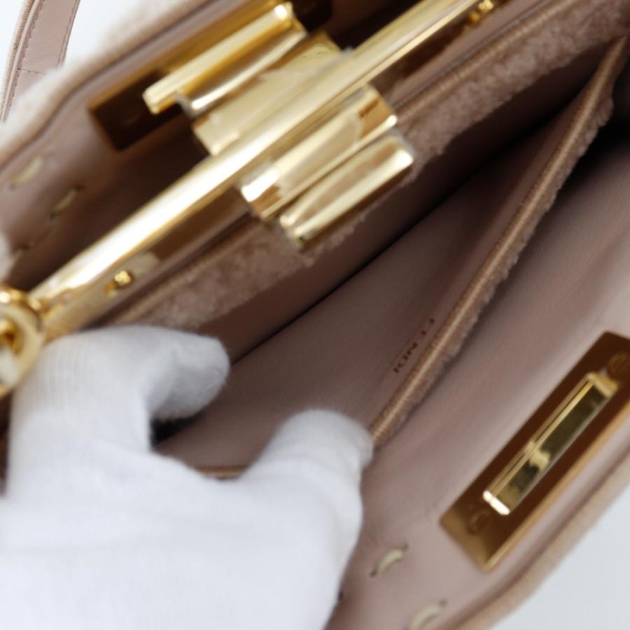 FENDI フェンディ ピーカブー 2WAYショルダー ハンドバッグ ムートン ピンクベージュ レディース【I131826150】中古_7