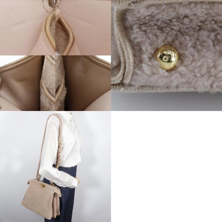 FENDI フェンディ ピーカブー 2WAYショルダー ハンドバッグ ムートン ピンクベージュ レディース【I131826150】中古_9