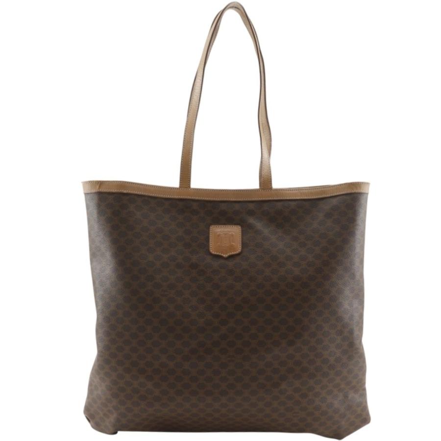 CELINE オールドセリーヌマカダム柄レザートートバッグ ボストンバック CELINE（セリーヌ） オールドセリーヌ マカダム柄 トートバッグ PVC 茶