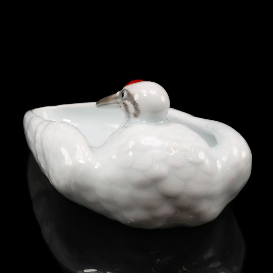 京焼 真葛香山 作 【 丹頂 鶴 灰器 】 ( 宮川香山 ) 骨董品 陶磁器 _【I131926012】中古の画像