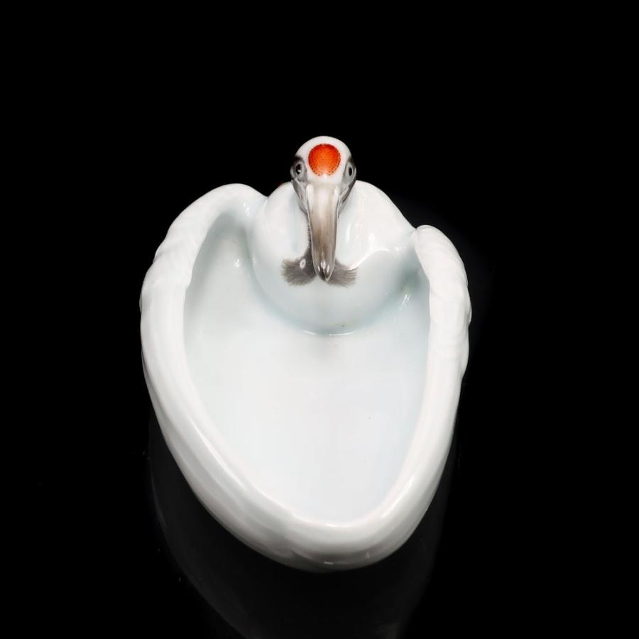京焼 真葛香山 作 【 丹頂 鶴 灰器 】 ( 宮川香山 ) 骨董品 陶磁器 _【I131926012】中古の画像