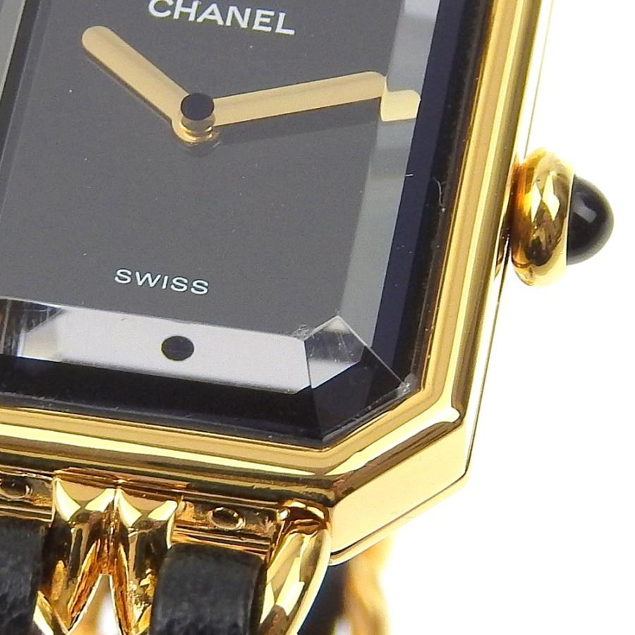 【CHANEL】シャネル プルミエールS H0001 金メッキ×レザー クオーツ アナログ表示 レディース ブラック文字盤 腕時計 シャネル CHANEL プルミエール S H0001 腕時計 GP レザー クオーツ
