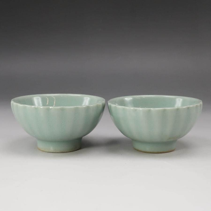 二代 諏訪蘇山 造 青磁盃 一対 骨董品 陶磁器 _【I140826005】中古