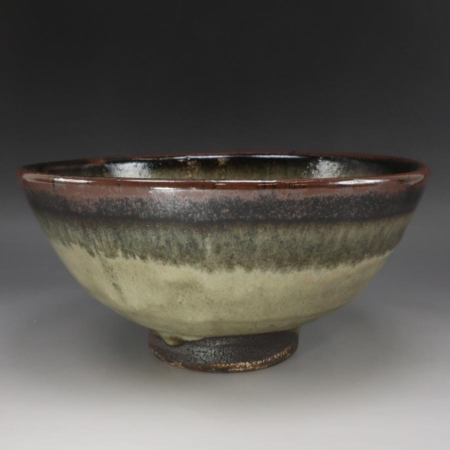 村田元 造 糠釉緑黒鉢 師：人間国宝 浜田庄司 1972年個展発表作品 骨董