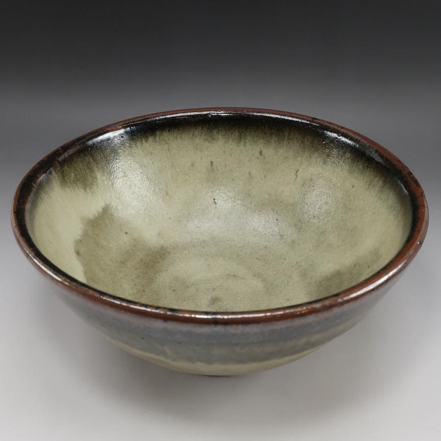 村田元 造 糠釉緑黒鉢 師：人間国宝 浜田庄司 1972年個展発表作品 骨董