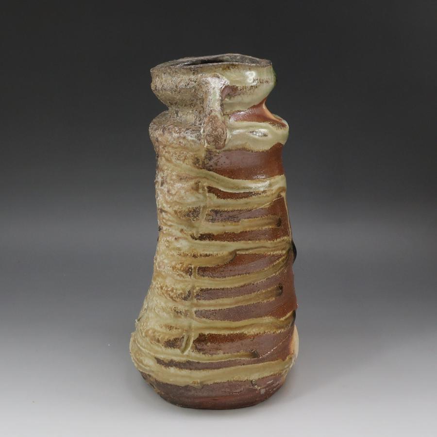今井康人 造 伊賀耳付花入 伊賀 連山窯 陶磁器 _ 骨董品 今井康人 造 伊賀耳付花入 伊賀 連山窯 骨董品 陶磁器 _【I140826037