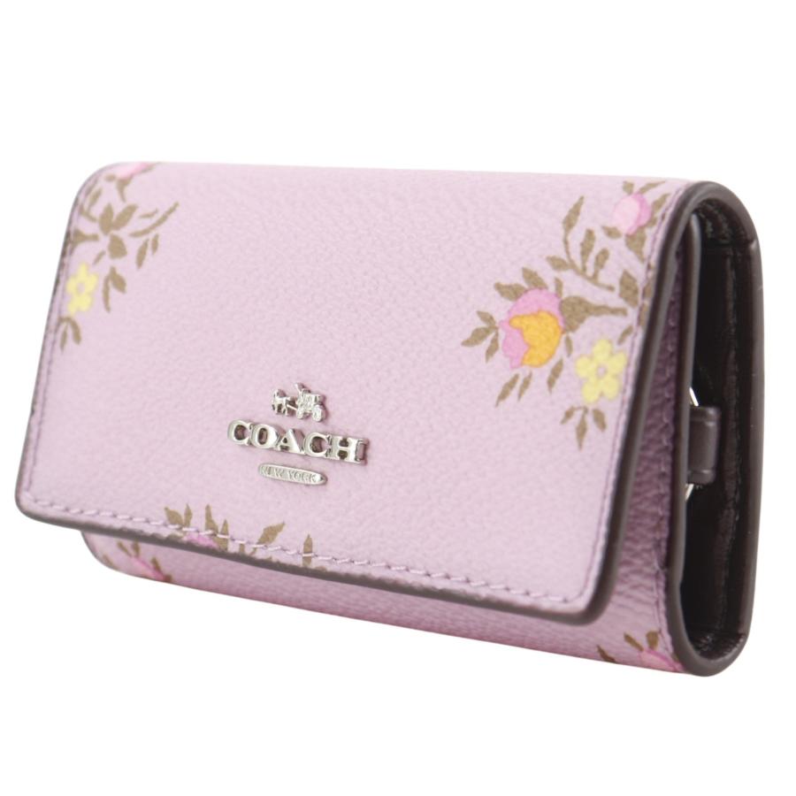 COACH（コーチ） 花柄 6連 23519 キーケース レザー ピンク レディース 