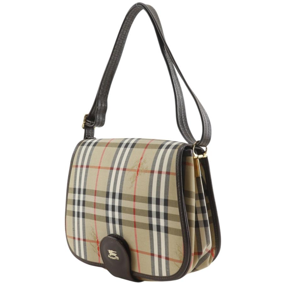 良品 BURBERRY ハンドバッグ キャンバス ブラウン ノバチェック 肩掛け BURBERRY（バーバリー） ノバチェック ショルダーバッグ キャンバス