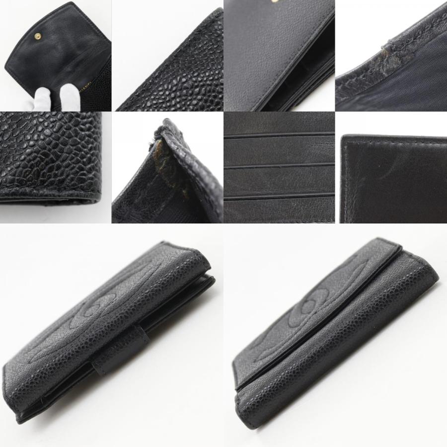 CHANEL（シャネル） ココマーク 二つ折り財布 キャビアスキン 黒