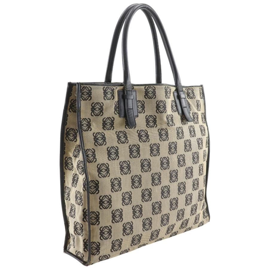 ま*ゆ様 LOEWE　トートバッグ リピートアナグラム キャンバス 総柄 A4収 LOEWE（ロエベ） アナグラム トートバッグ キャンバス×レザー グレー