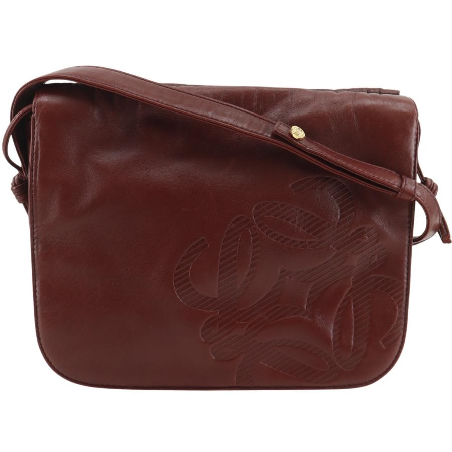 LOEWE（ロエベ） アナグラム ヴィンテージ ショルダーバッグ レザー 赤 