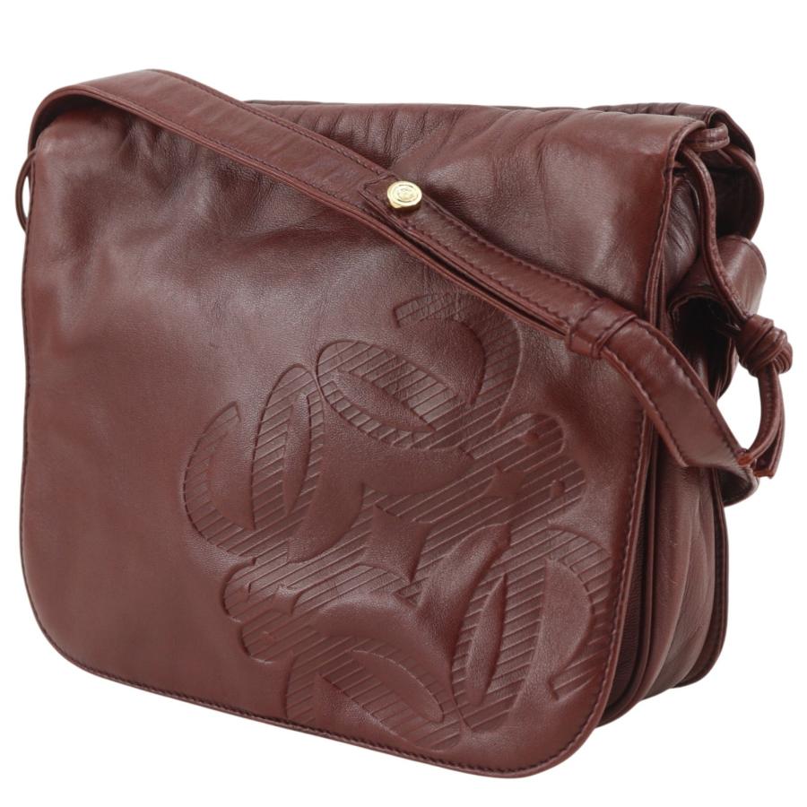 LOEWE（ロエベ） アナグラム ヴィンテージ ショルダーバッグ レザー 赤