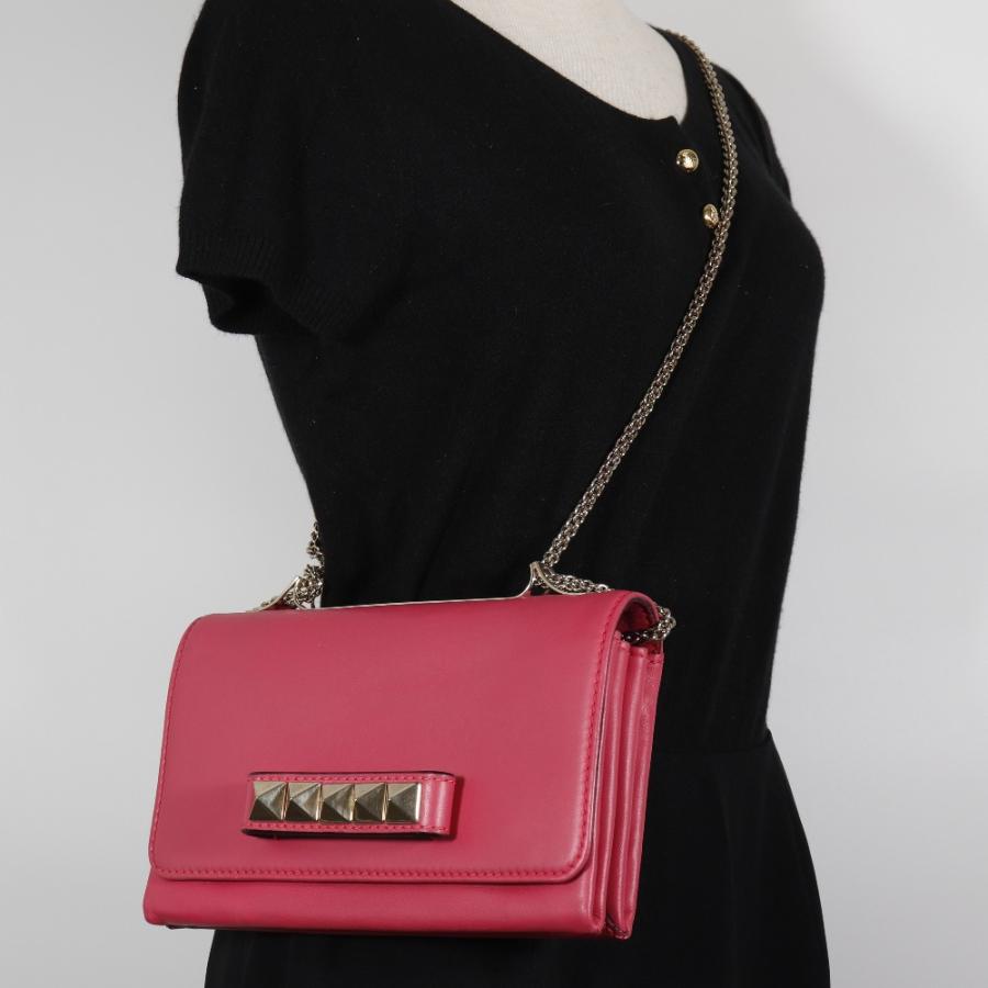 【Valentino】ヴァレンチノ VaVaVoom ロックスタッズ  チェーンショルダー ラムスキン ピンク レディース ショルダーバッグ VALENTINO（ヴァレンティノ） ヴァレンチノ VaVaVoom ロックスタッズ