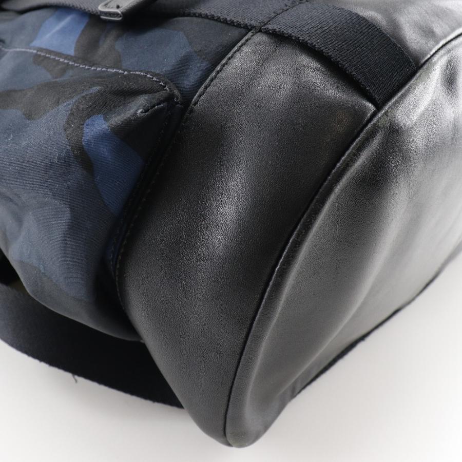 COACH（コーチ） 迷彩 リュック・デイパック ナイロン×カーフ 青/黒