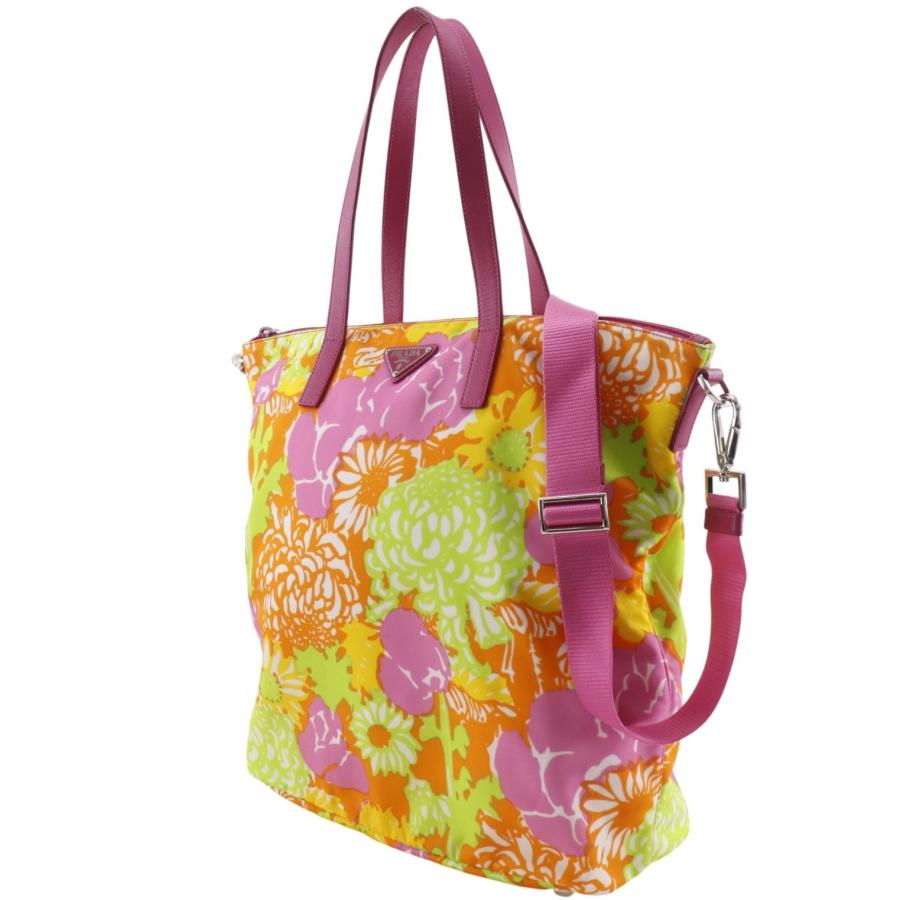 PRADA（プラダ） 2WAYショルダー 花柄 トートバッグ ナイロン ピンク