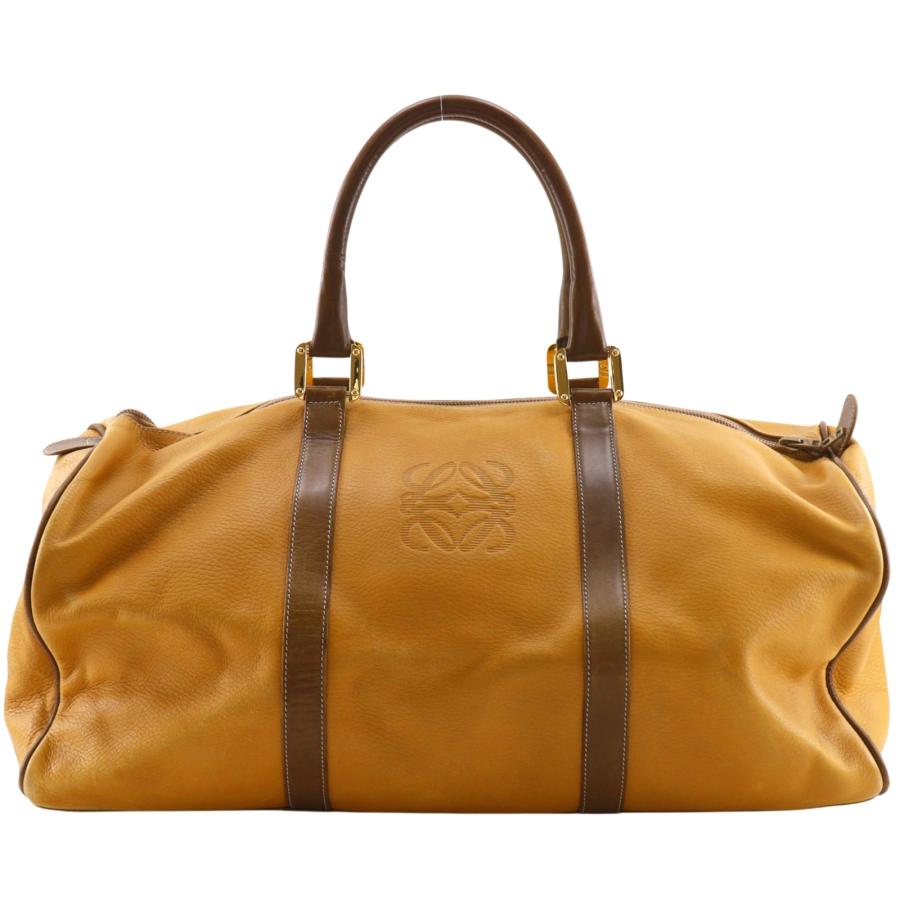 LOEWE（ロエベ） アナグラム ヴィンテージ ボストンバッグ カーフ 茶