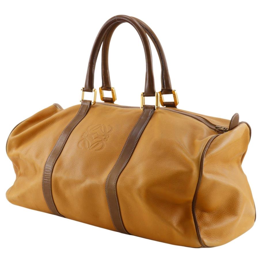 LOEWE（ロエベ） アナグラム ヴィンテージ ボストンバッグ カーフ 茶