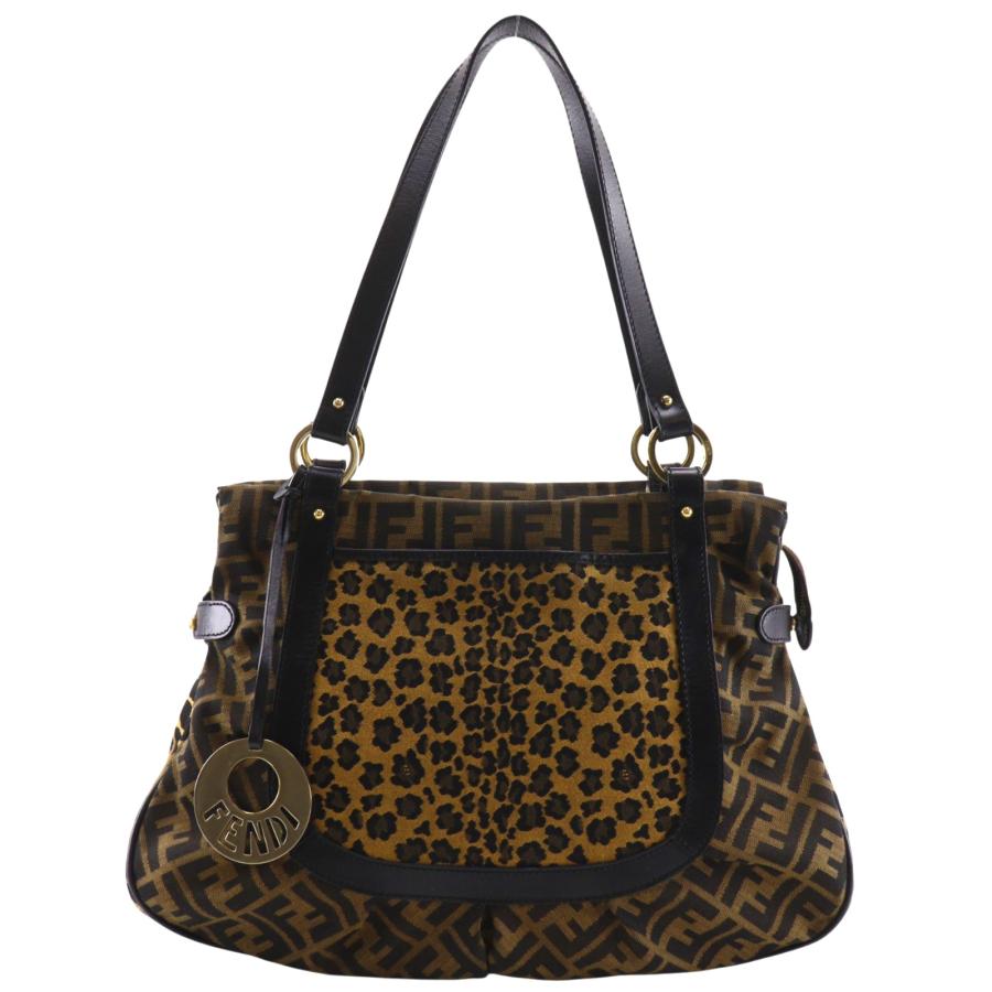 FENDI（フェンディ） ズッカ レオパード 8BH629 トートバッグ ナイロン 