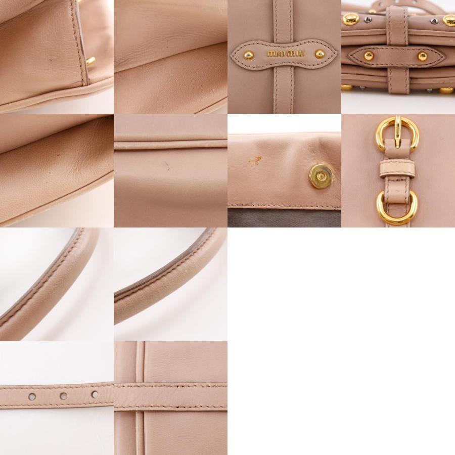 miu miu（ミュウミュウ） スタッズ ハンドバッグ レザー ピンク