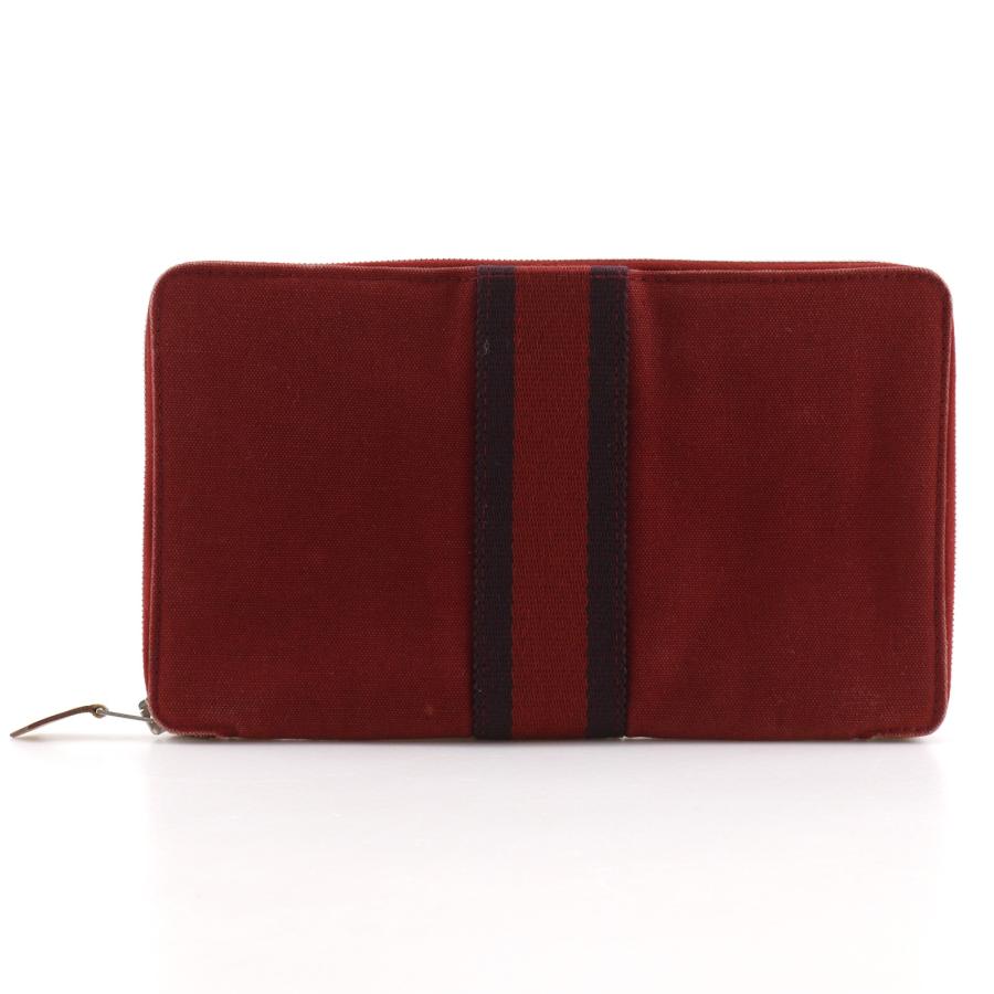 【美品】エルメス　フールトゥパース長財布 HERMES（エルメス） フールトゥ マルチ パースGM 長財布 キャンバス 赤