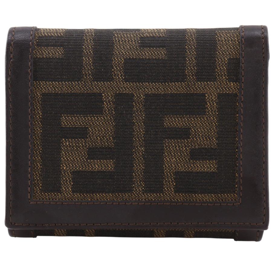 美品　FENDI フェンディ　三つ折り財布　ズッカ　ブラウン　茶 FENDI（フェンディ） ズッカ 三つ折り財布 ナイロンキャンバス 茶