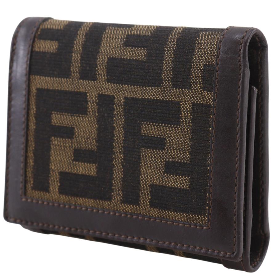 【美品】FENDI　フェンディ　ズッカ柄　ナイロンキャンバス　三つ折り財布 箱 FENDI（フェンディ） ズッカ 三つ折り財布 ナイロンキャンバス 茶