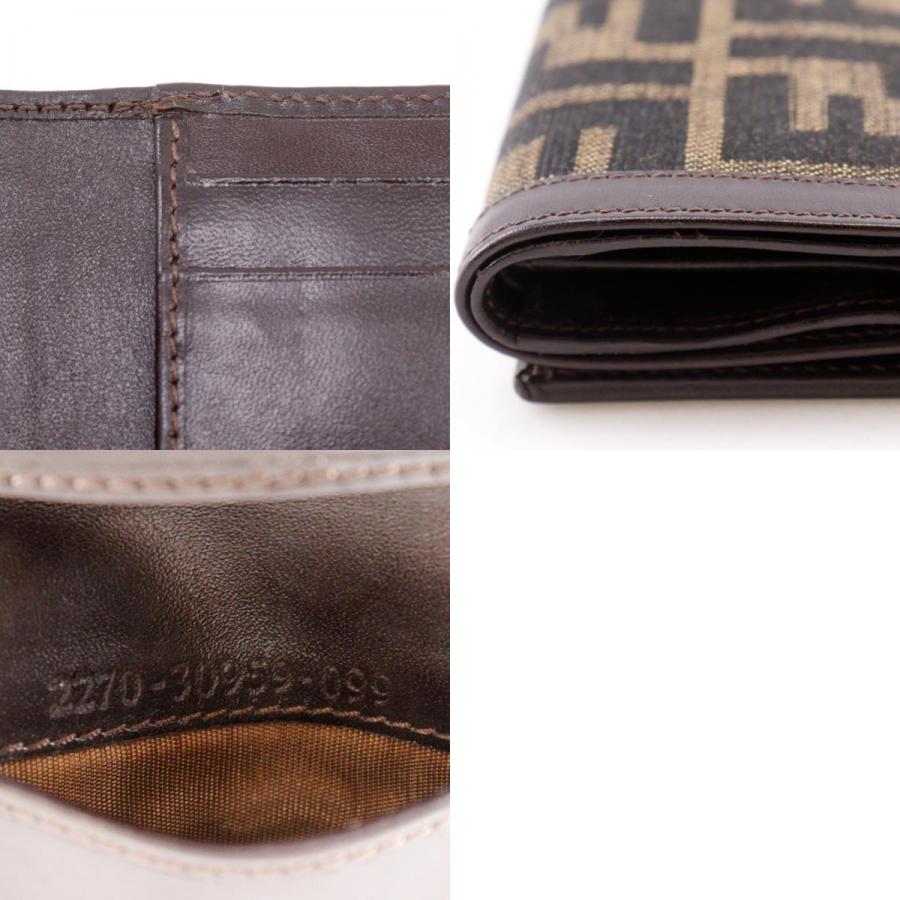【美品】FENDI　フェンディ　ズッカ柄　ナイロンキャンバス　三つ折り財布 箱 FENDI（フェンディ） ズッカ 三つ折り財布 ナイロンキャンバス 茶