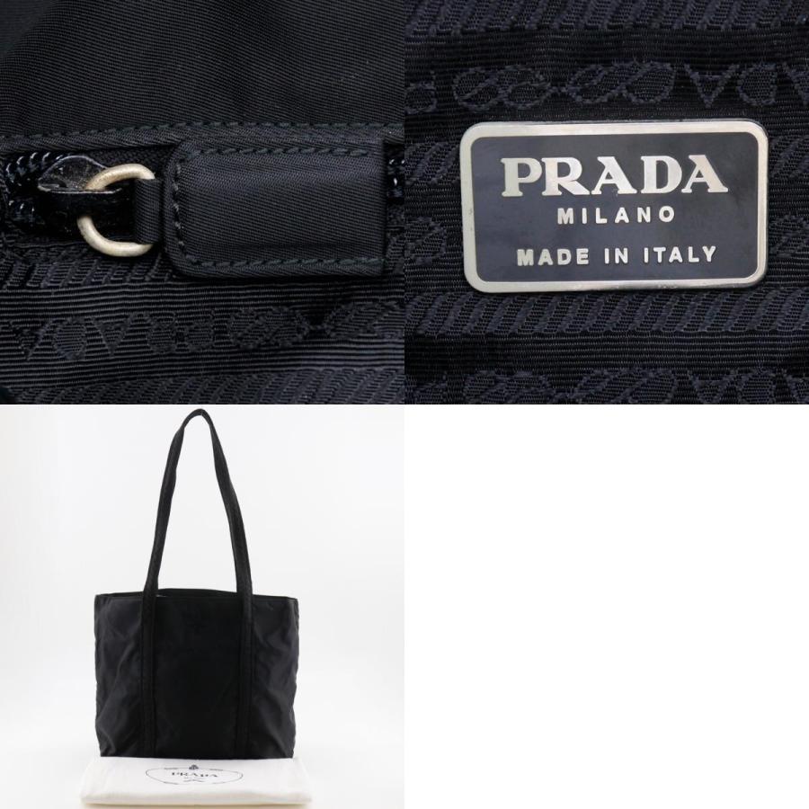 美品　PRADA プラダ　トートバッグ　ナイロン　ブラック　ロゴ刺繍 PRADA（プラダ） ロゴ刺繍 トートバッグ ナイロン 黒 レディース