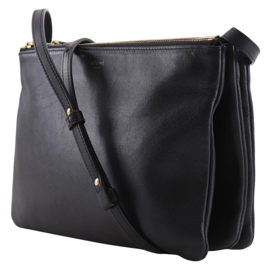 CELINE（セリーヌ） トリオ ラージ ショルダーバッグ カーフ 黒 