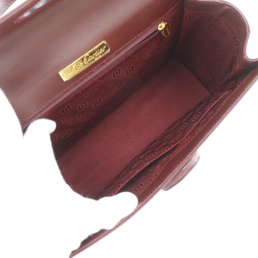 【カルティエ】マストライン　ターンロック　ハンドバッグ　ボルドー　カーフレザー Cartier（カルティエ） マストライン ハンドバッグ カーフ ボルドー