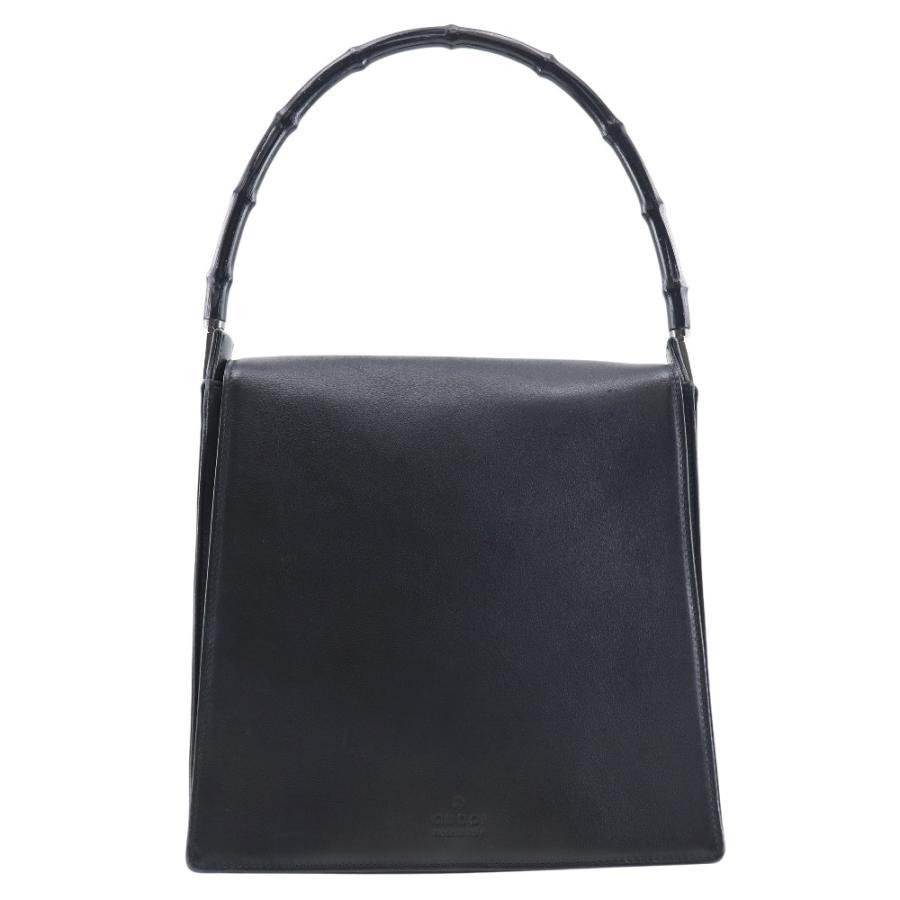GUCCI グッチ バンブー ショルダーバッグ カーフ 黒 レディース