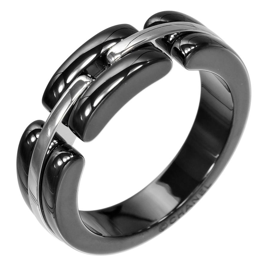 新品仕上済★美品シャネルK18WGウルトラリング 指輪ブラック 黒定価約35万円 CHANEL（シャネル） ウルトラ 18号 リング 指輪 K18WG ホワイト