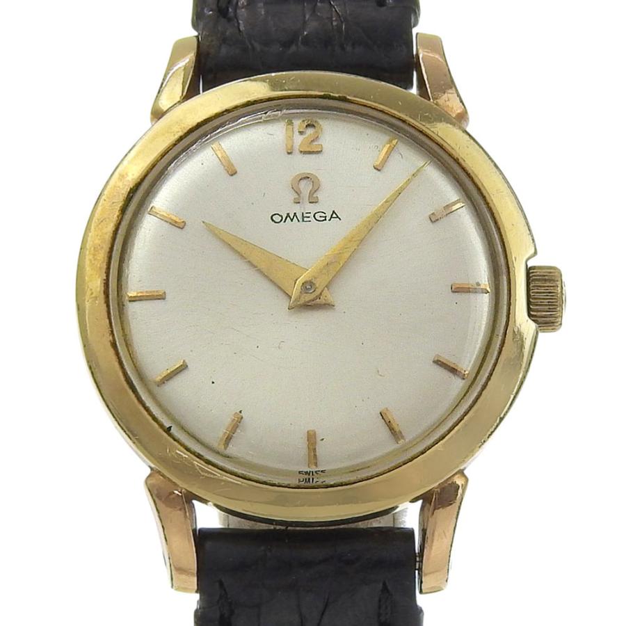 【OMEGA】オメガ アンティーク Cal.244 金メッキ×レザー 手巻き アナログ表示 レディース シルバー文字盤 腕時計 OMEGA（オメガ） アンティーク Cal.244 腕時計 金メッキ×レザー 手巻き