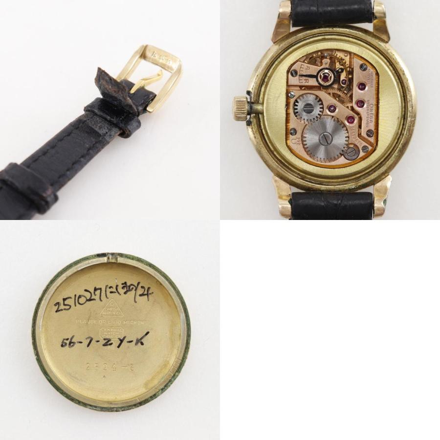 【OMEGA】オメガ アンティーク Cal.244 金メッキ×レザー 手巻き アナログ表示 レディース シルバー文字盤 腕時計 OMEGA（オメガ） アンティーク Cal.244 腕時計 金メッキ×レザー 手巻き