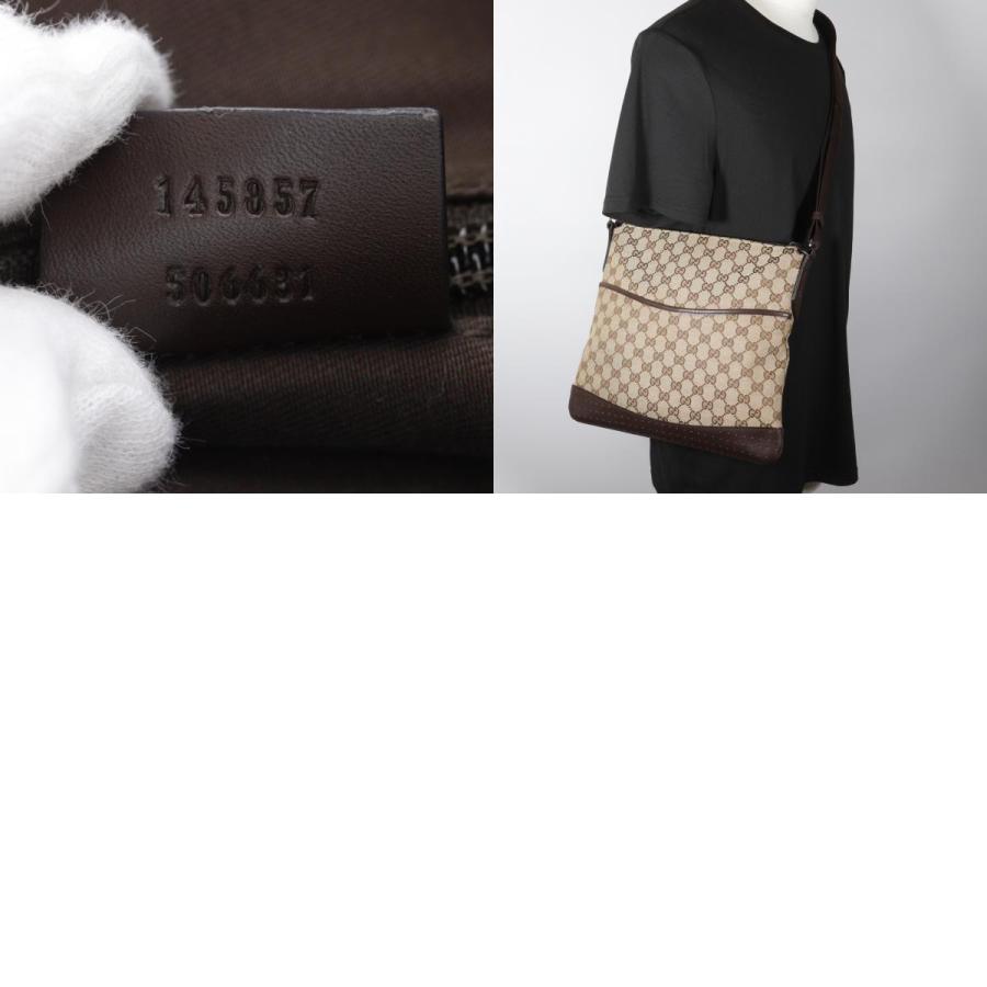 GUCCI グッチ ショルダーバッグ サコッシュ gg柄 145857 GUCCI（グッチ） 145857 ショルダーバッグ GGキャンバス 茶 ユニ