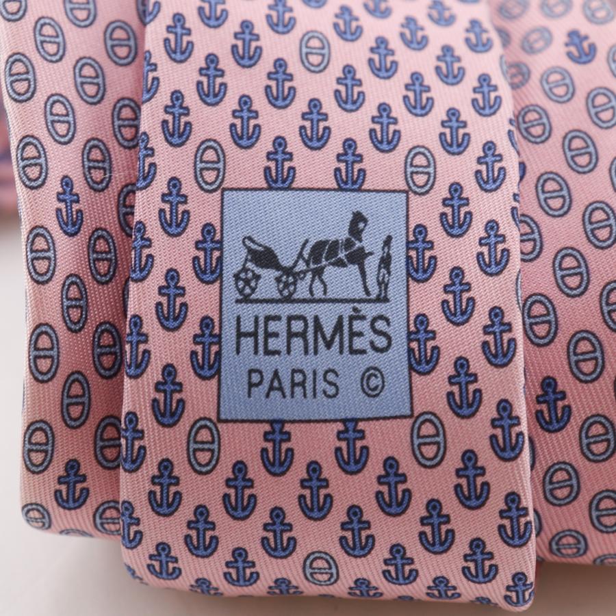 【HERMES】エルメス シェーヌダンクル シルク ピンク メンズ ネクタイ HERMES（エルメス） シェーヌダンクル ネクタイ シルク ピンク メンズ
