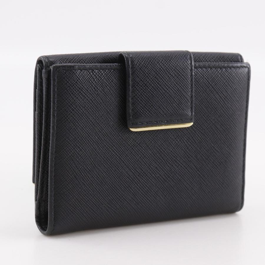 PRADA（プラダ） ロゴ 二つ折り財布 サフィアーノ 黒 レディース