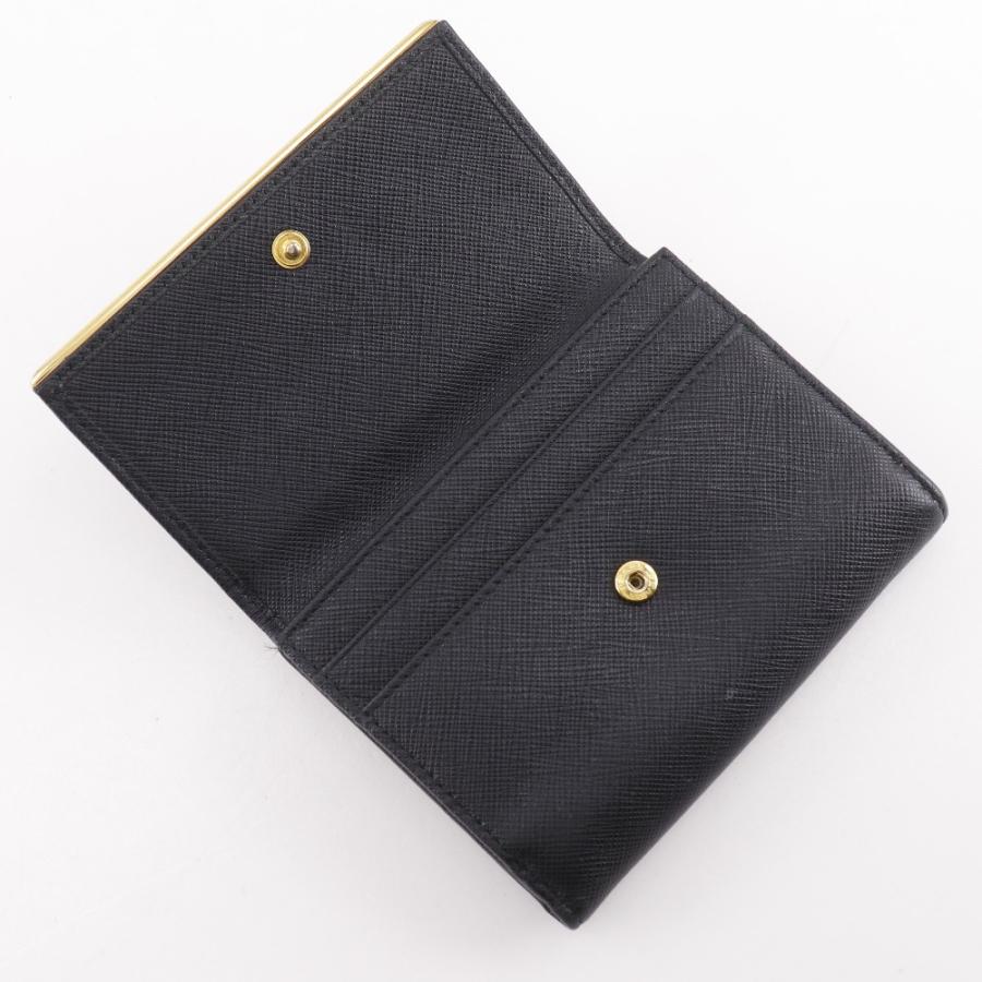 PRADA（プラダ） ロゴ 二つ折り財布 サフィアーノ 黒 レディース