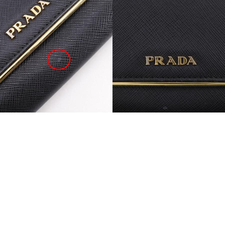 PRADA（プラダ） ロゴ 二つ折り財布 サフィアーノ 黒 レディース